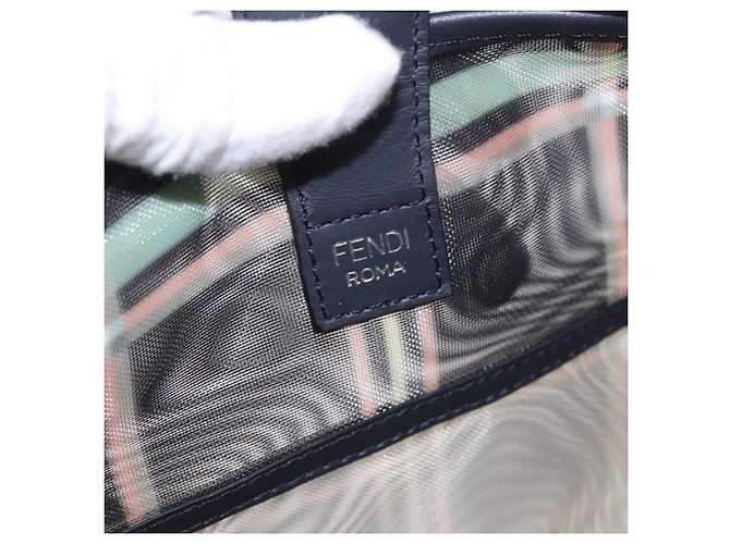 FENDI Hand Bag Mesh 2way Navy Silver Gold - vista 17
