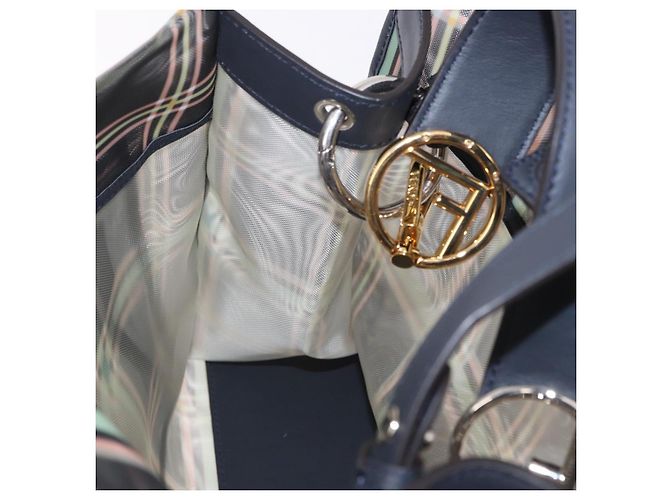 FENDI Hand Bag Mesh 2way Navy Silver Gold - vista 20