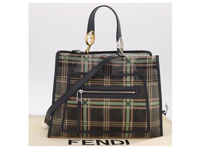 FENDI Hand Bag Mesh 2way Navy Silver Gold - vista 24