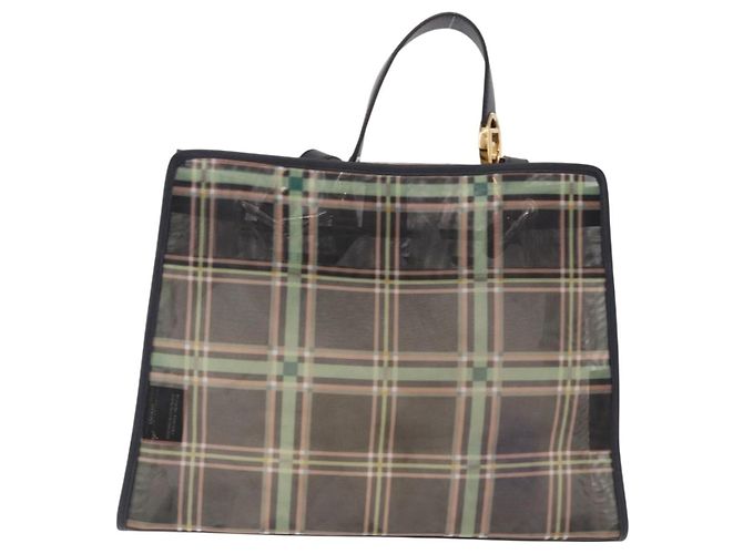 FENDI Hand Bag Mesh 2way Navy Silver Gold - vista 3
