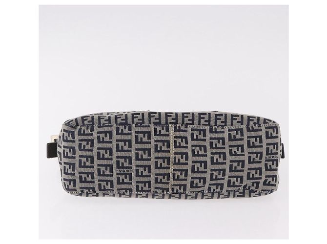 FENDI Zucchino Canvas Mamma Baguette Shoulder Bag Navy Silver - vista 10
