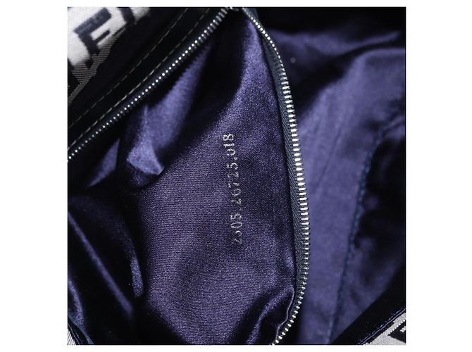 FENDI Zucchino Canvas Mamma Baguette Shoulder Bag Navy Silver - vista 25