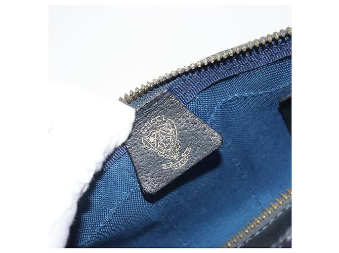 GUCCI GG Supreme Sherry Line Boston Bag PVC Navy Gold - vista 15