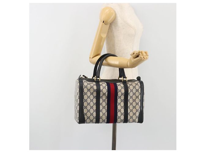 GUCCI GG Supreme Sherry Line Boston Bag PVC Navy Gold - vista 20