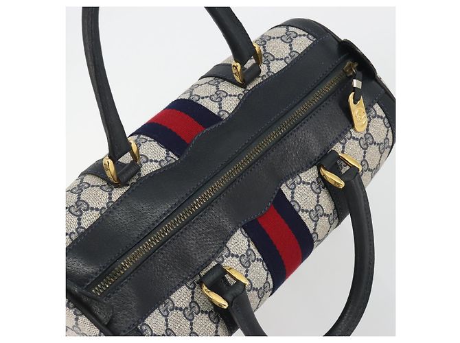 GUCCI GG Supreme Sherry Line Boston Bag PVC Navy Gold - vista 6
