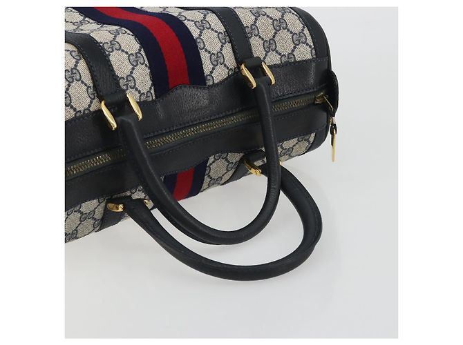 GUCCI GG Supreme Sherry Line Boston Bag PVC Navy Gold - vista 7