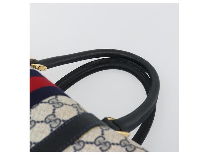 GUCCI GG Supreme Sherry Line Boston Bag PVC Navy Gold - vista 8