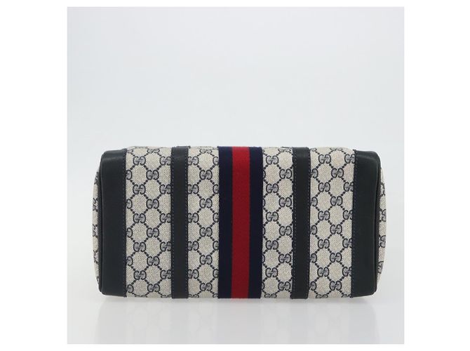 GUCCI GG Supreme Sherry Line Boston Bag PVC Navy Gold - vista 9
