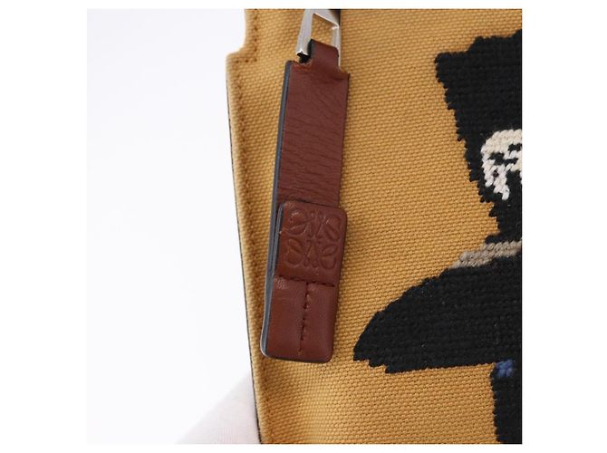 LOEWE Clutch Bag Canvas Brown Silver - vista 12