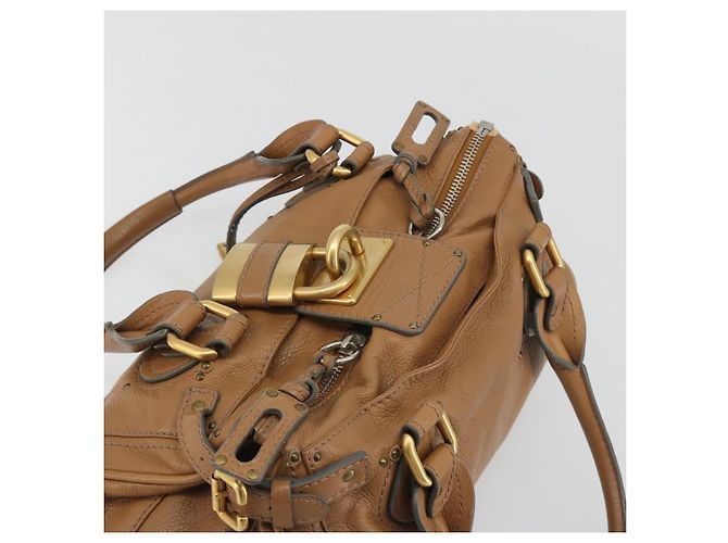 Chloé Chloe Paddington Hand Bag Leather Brown Gold Silver - vista 6