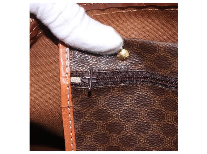 Céline CELINE Macadam Canvas Boston Bag PVC Leather Brown Gold - vista 20