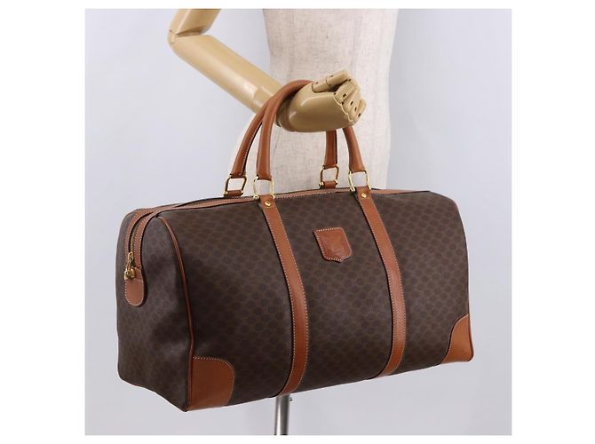 Céline CELINE Macadam Canvas Boston Bag PVC Leather Brown Gold - vista 22