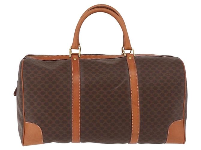 Céline CELINE Macadam Canvas Boston Bag PVC Leather Brown Gold - vista 3