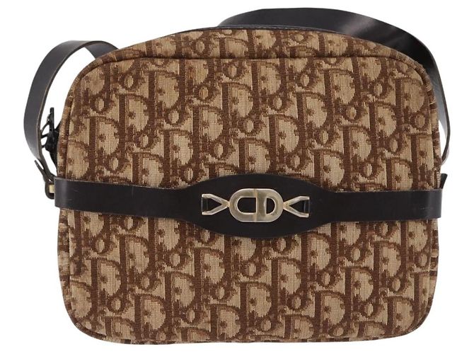 Christian Dior Trotter Canvas Shoulder Bag Beige Gold - vista 2