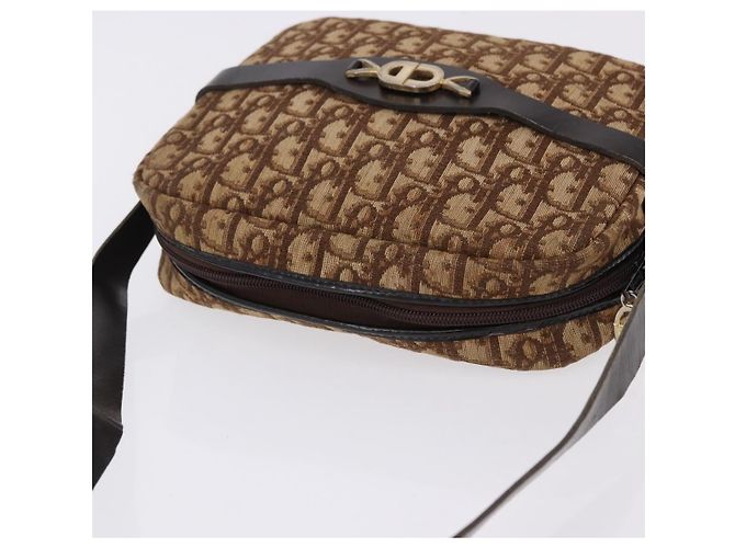 Christian Dior Trotter Canvas Shoulder Bag Beige Gold - vista 7