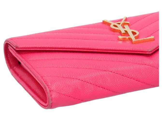 Cartera larga de piel rosa Saint Laurent - vista 11
