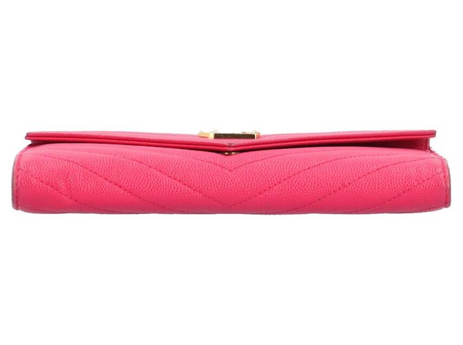 Cartera larga de piel rosa Saint Laurent - vista 4