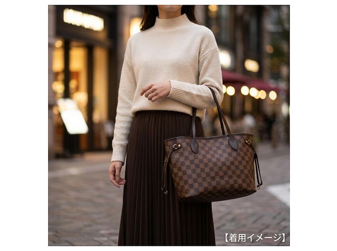Borsa Tote Louis Vuitton Neverfull PM Damier Marrone - vista 16