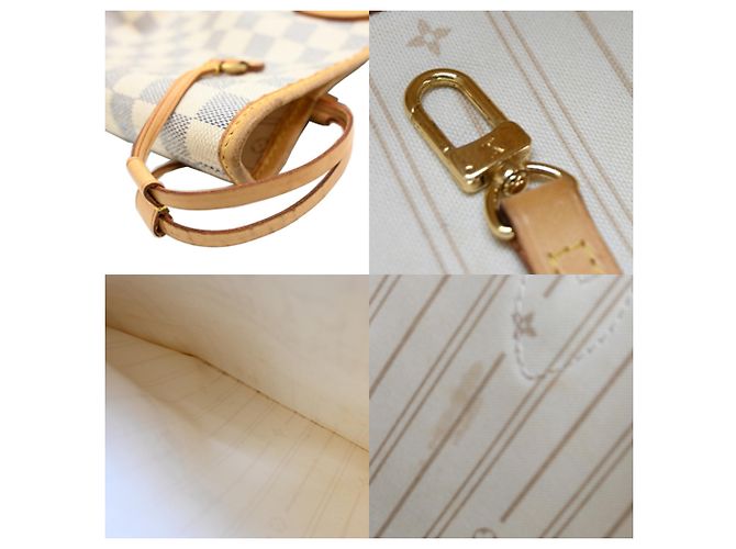 Borsa Tote Louis Vuitton Neverfull MM Bianco - vista 7