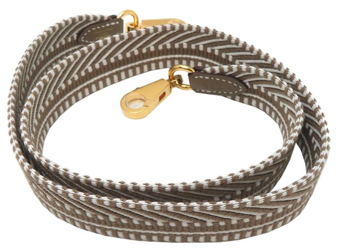 Hermès Hermes Bandoulière Sangle Caval 25mm K Strap Bianco Taupe - vista 2