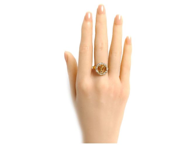 Louis Vuitton Ring mit Strasssteinen, goldplattiert Golden - Ansicht 7