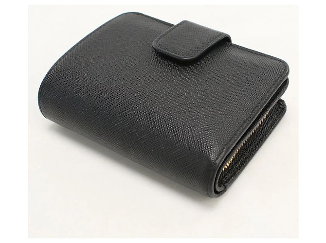 Saffiano Cartera bi-fold Prada de piel negra Negro - vista 2