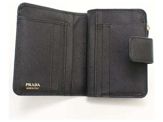 Saffiano Cartera bi-fold Prada de piel negra Negro - vista 3