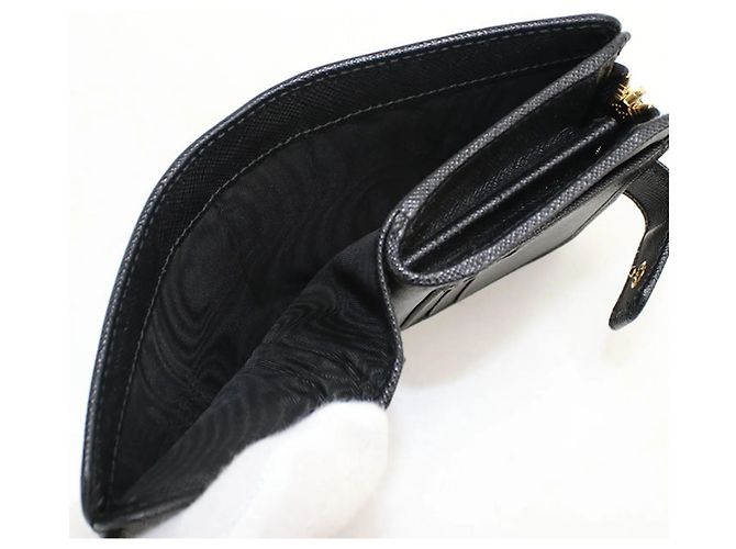 Saffiano Cartera bi-fold Prada de piel negra Negro - vista 4