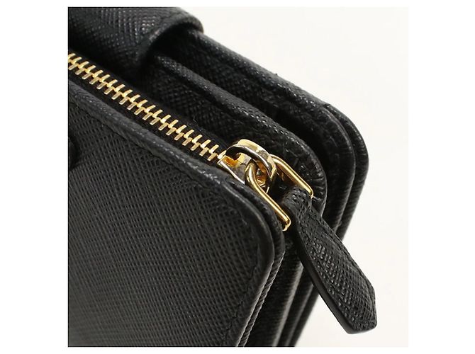Saffiano Cartera bi-fold Prada de piel negra Negro - vista 6