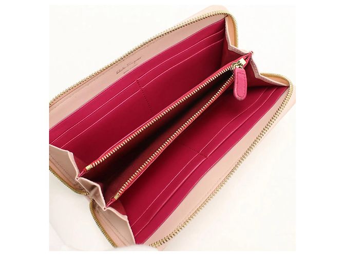 Gancini Cartera larga de piel rosa Salvatore Ferragamo - vista 3