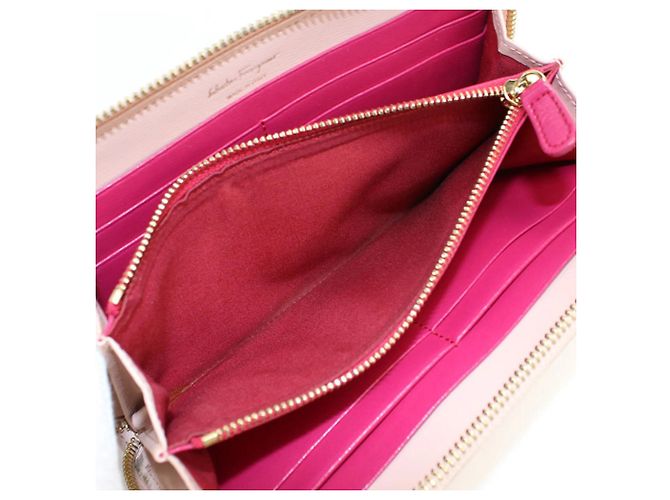 Gancini Cartera larga de piel rosa Salvatore Ferragamo - vista 4