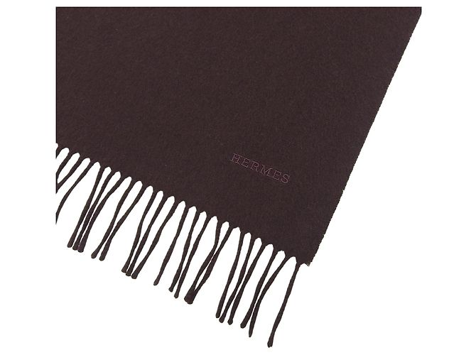 Hermès Sciarpa in cashmere marrone Hermes - vista 6