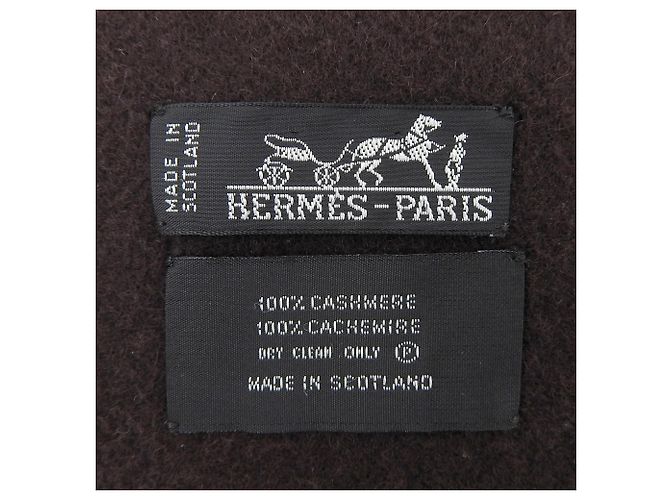 Hermès Sciarpa in cashmere marrone Hermes - vista 8