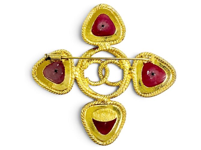 Spilla Chanel Vintage 28 Gripoix Rosso D'oro - vista 2