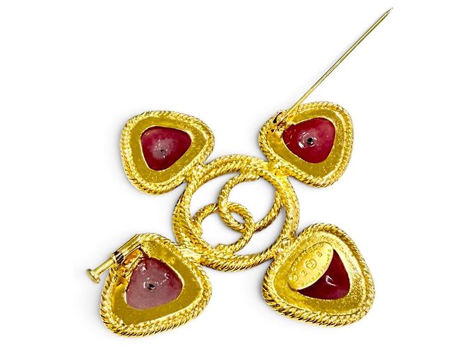 Spilla Chanel Vintage 28 Gripoix Rosso D'oro - vista 4