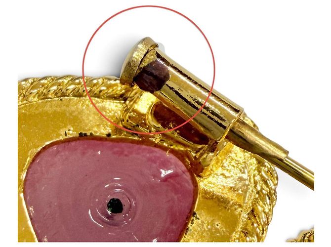 Spilla Chanel Vintage 28 Gripoix Rosso D'oro - vista 6