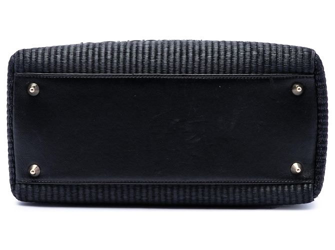 Dior Lady Dior aus schwarzem gewebtem Canvas Medium mit Lackleder-Besatz - Ansicht 3