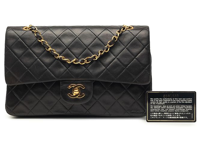 Chanel Black Medium Classic Lambskin Double Flap Nero - vista 7