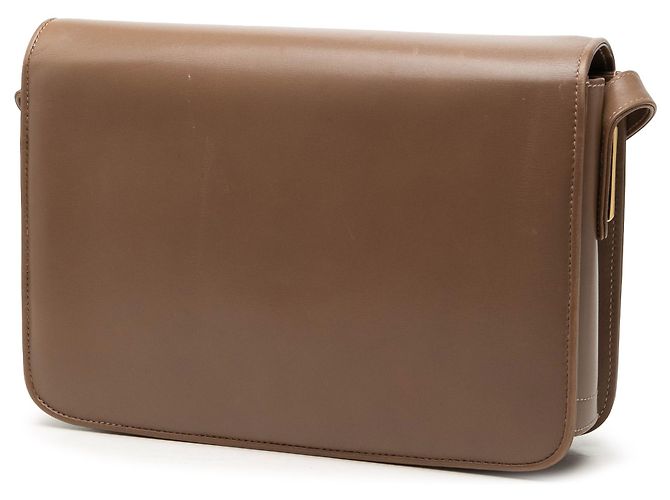 Borsa a tracolla a busta Gucci in vitello marrone con G intrecciate - vista 2