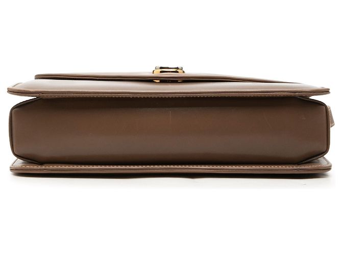 Borsa a tracolla a busta Gucci in vitello marrone con G intrecciate - vista 3