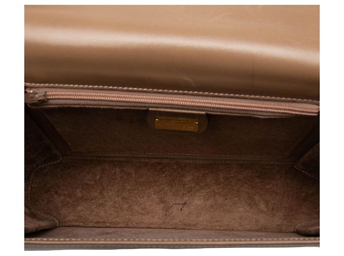 Borsa a tracolla a busta Gucci in vitello marrone con G intrecciate - vista 4