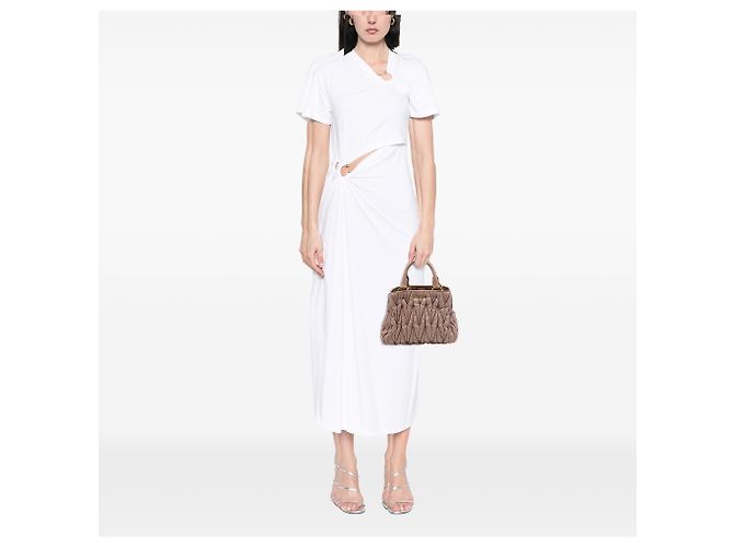 Borsa Satchel Miu Miu in Nappa Matelassé marrone Carne - vista 6