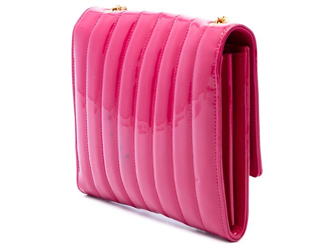 Saint Laurent Vicky Crossbody Medium en cuir verni rose - vue 2