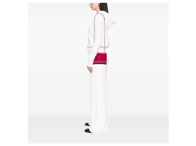 Saint Laurent Vicky Crossbody Medium en cuir verni rose - vue 6