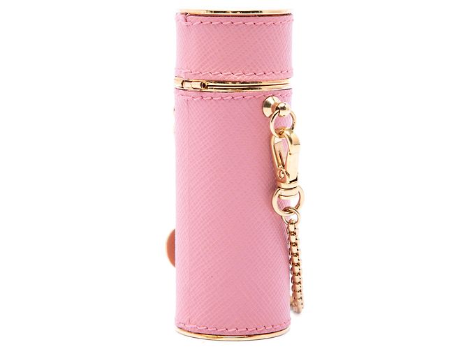 Prada Pink Saffiano Logo Plaque Lipstick Case - view 2