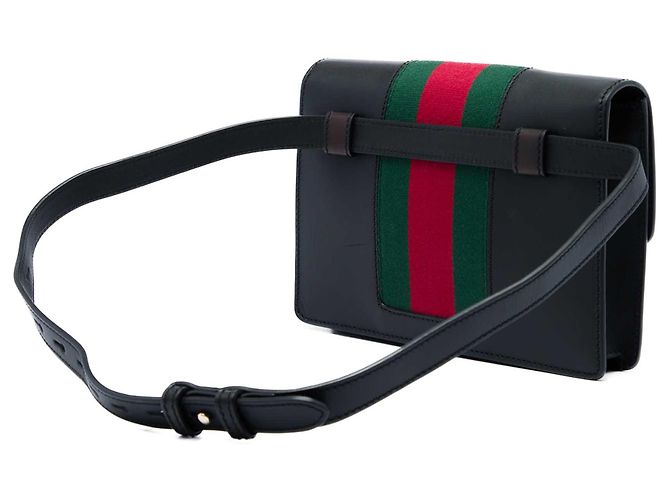 Borsa cintura Gucci Web Sylvie in pelle di vitello nera Nero - vista 2