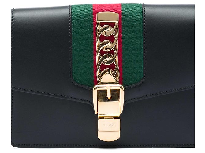 Borsa cintura Gucci Web Sylvie in pelle di vitello nera Nero - vista 5