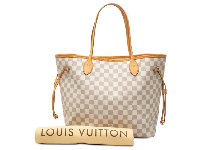 Louis Vuitton White Damier Azur Neverfull MM Bianco - vista 7