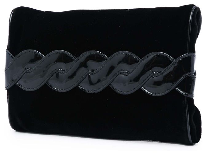 Clutch Bottega Veneta in velluto nero e vernice - vista 2