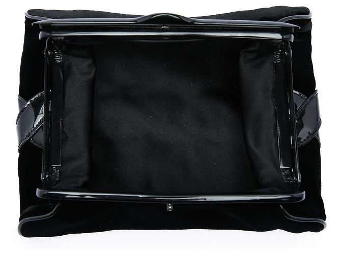 Clutch Bottega Veneta in velluto nero e vernice - vista 4